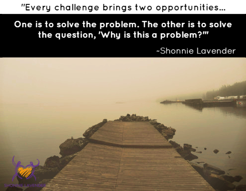 "Anytime we face a parenting challenge, there are two opportunities. One is to solve the problem. The other is to solve the question, 'Why is this a problem?'" ~Shonnie Lavender